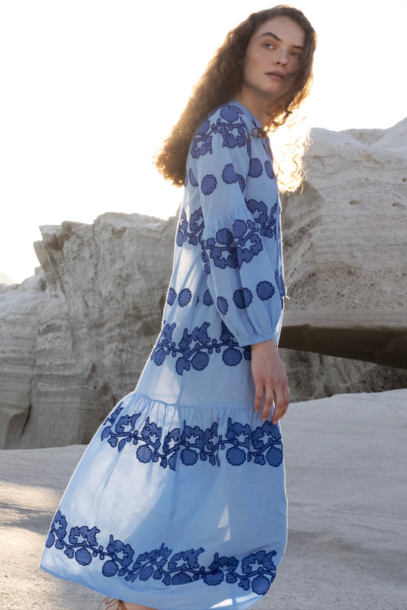 Balloon Sleeve Maxi- Tangier Blue