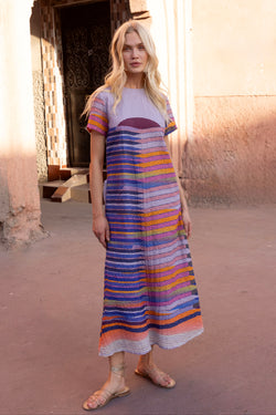 Short Sleeve Shift Maxi- Solstice Blue