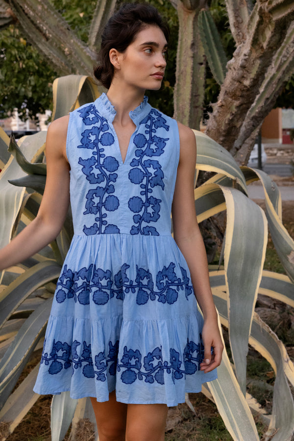 Yoke Dress- Tangier Blue