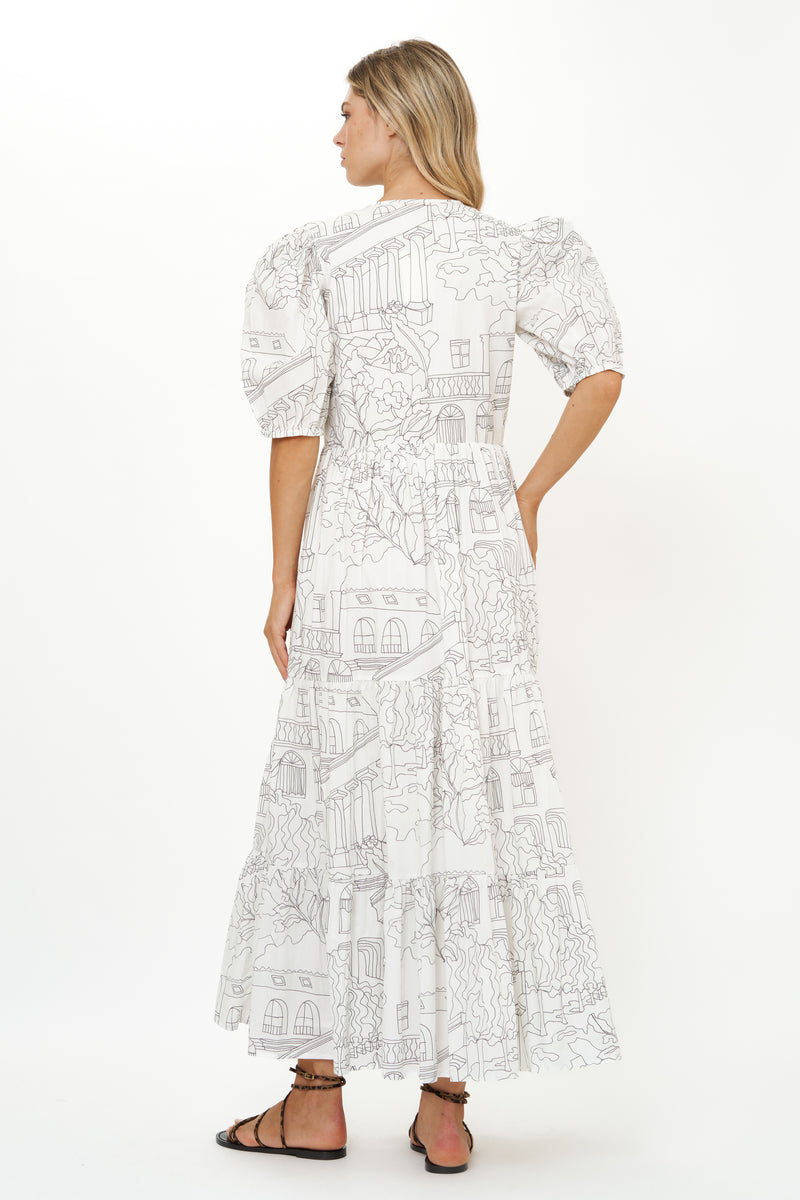 Puff Sleeve Maxi- Roma White