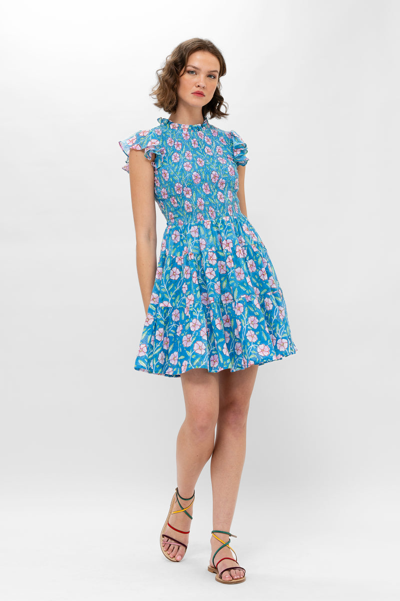 Smocked Flirty Short- Amalfi Blue