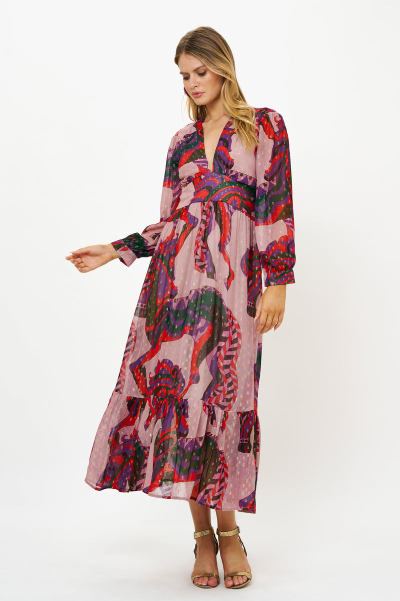 Tie Back Maxi- Arabia Crimson