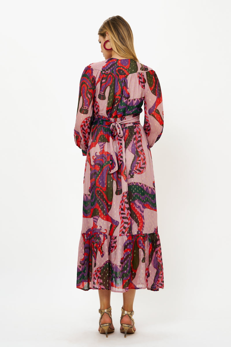 Tie Back Maxi- Arabia Crimson