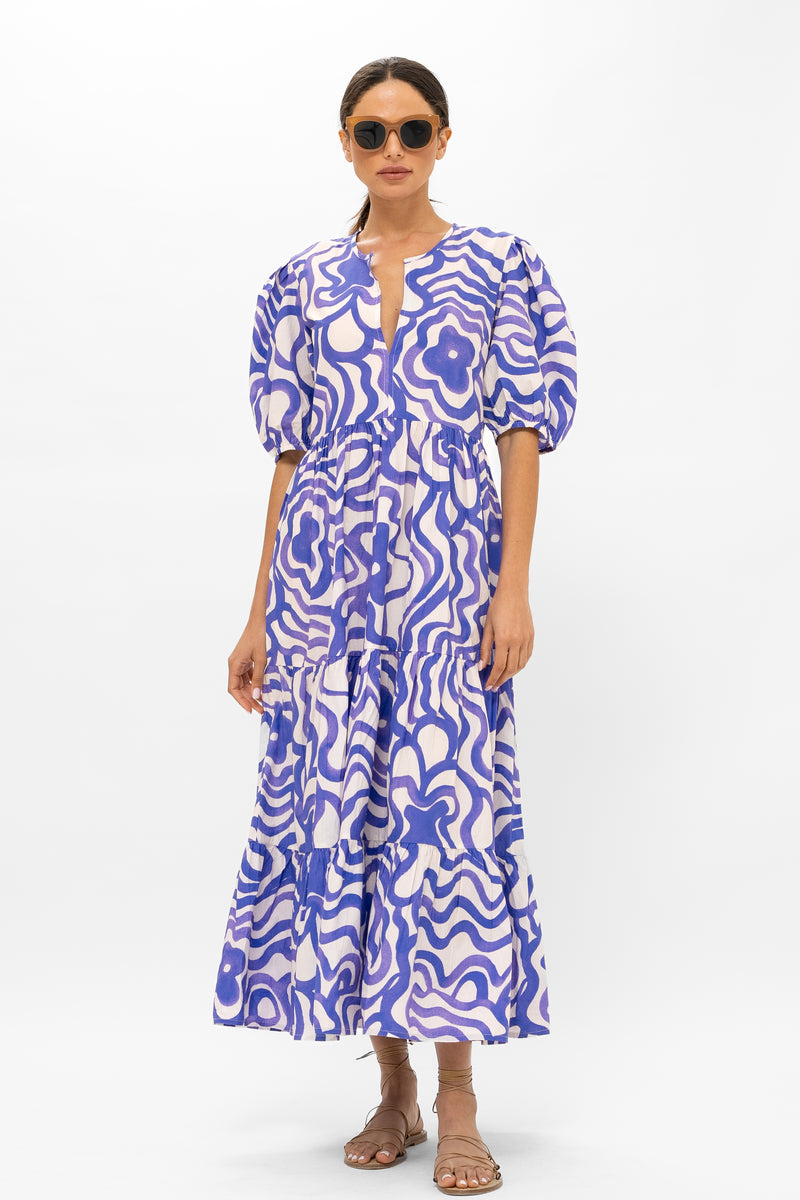 Puff Sleeve Maxi- Ashbury Indigo