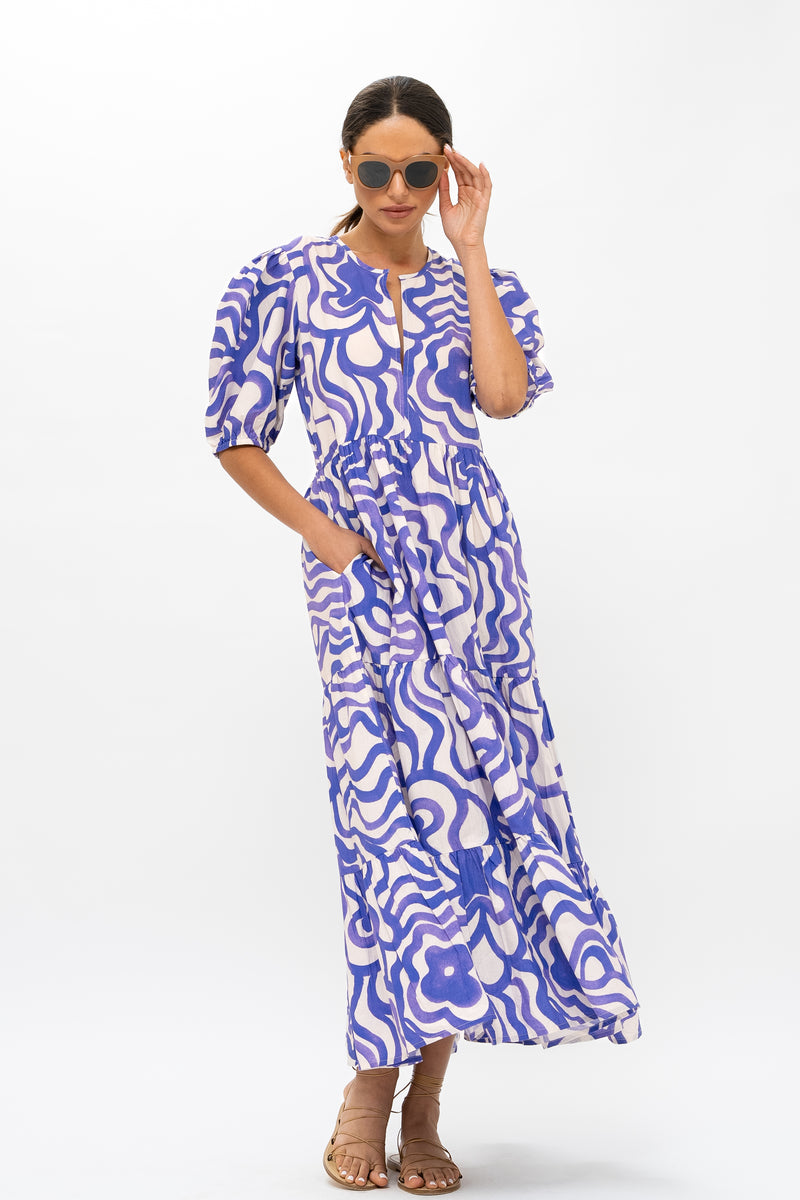 Puff Sleeve Maxi- Ashbury Indigo