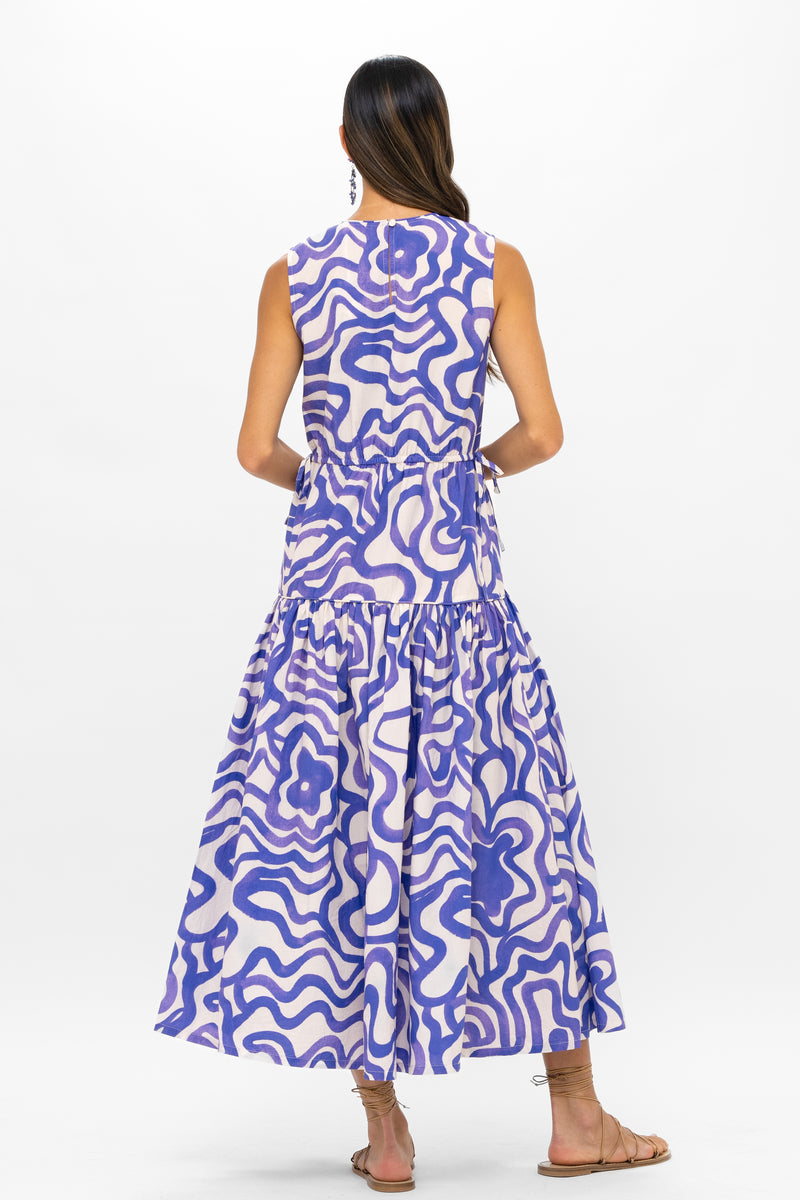 Sleeveless Piped Maxi- Ashbury Indigo