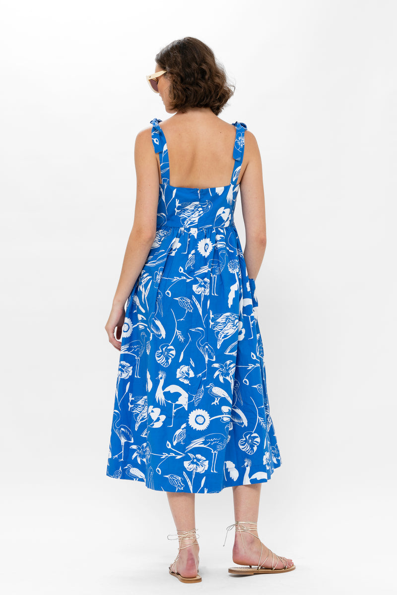 Tie Strap Pocket Midi- Audubon Blue