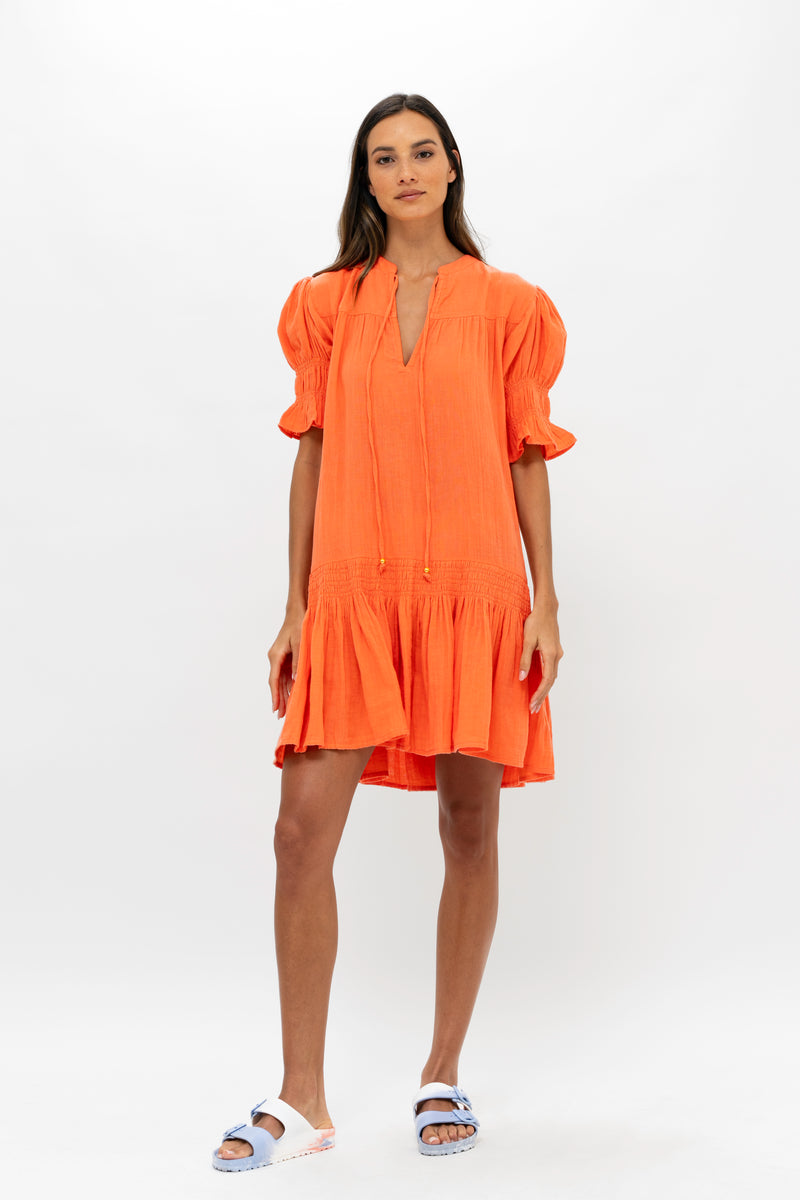 Smocked Drop Mini- Bahama Orange