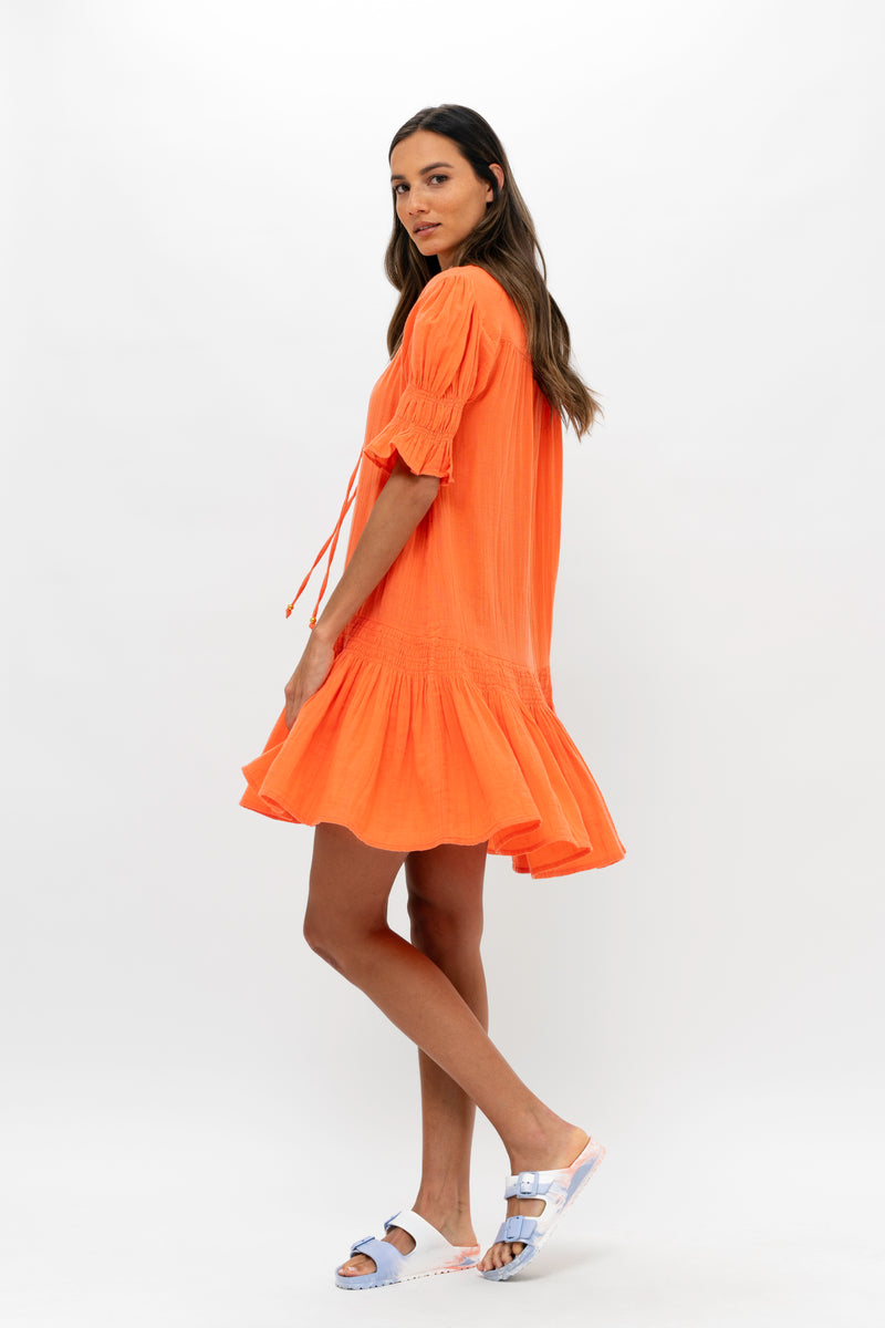 Smocked Drop Mini- Bahama Orange