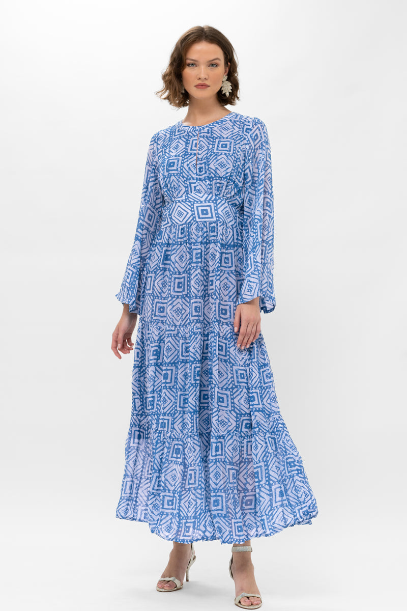 Balloon Waisted Maxi- Bali Blue