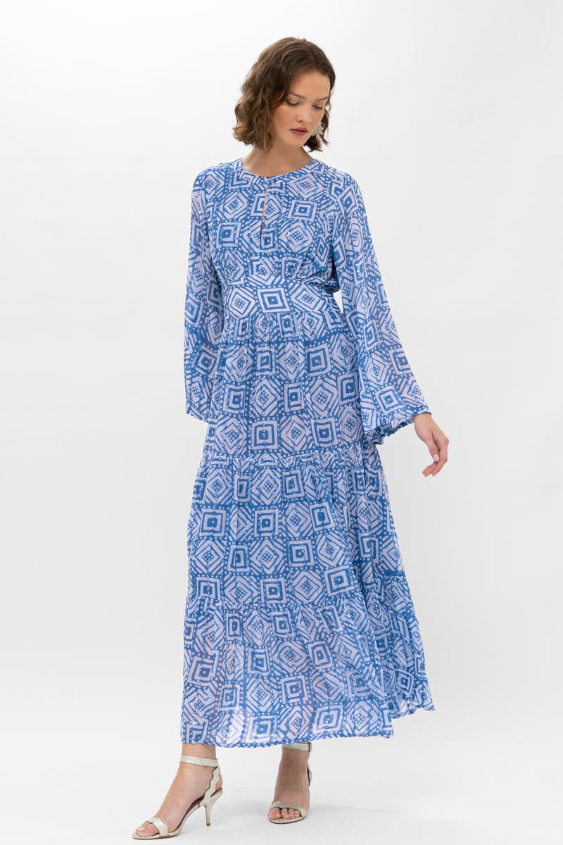 Balloon Waisted Maxi- Bali Blue