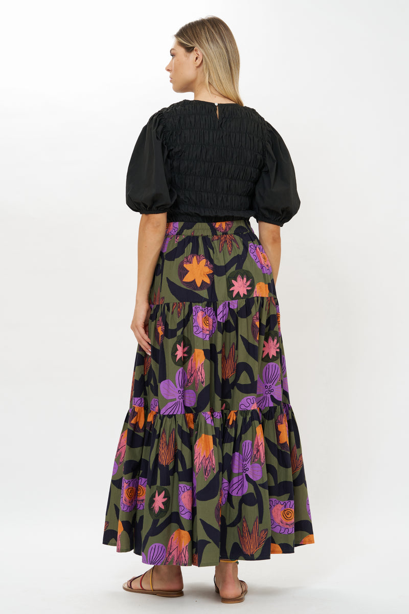 Tiered Maxi Skirt- Bergen Olive