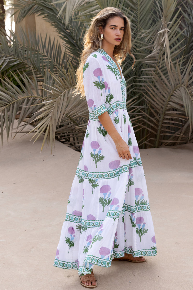 Cuffed V-Neck Maxi- Bloom Lilac