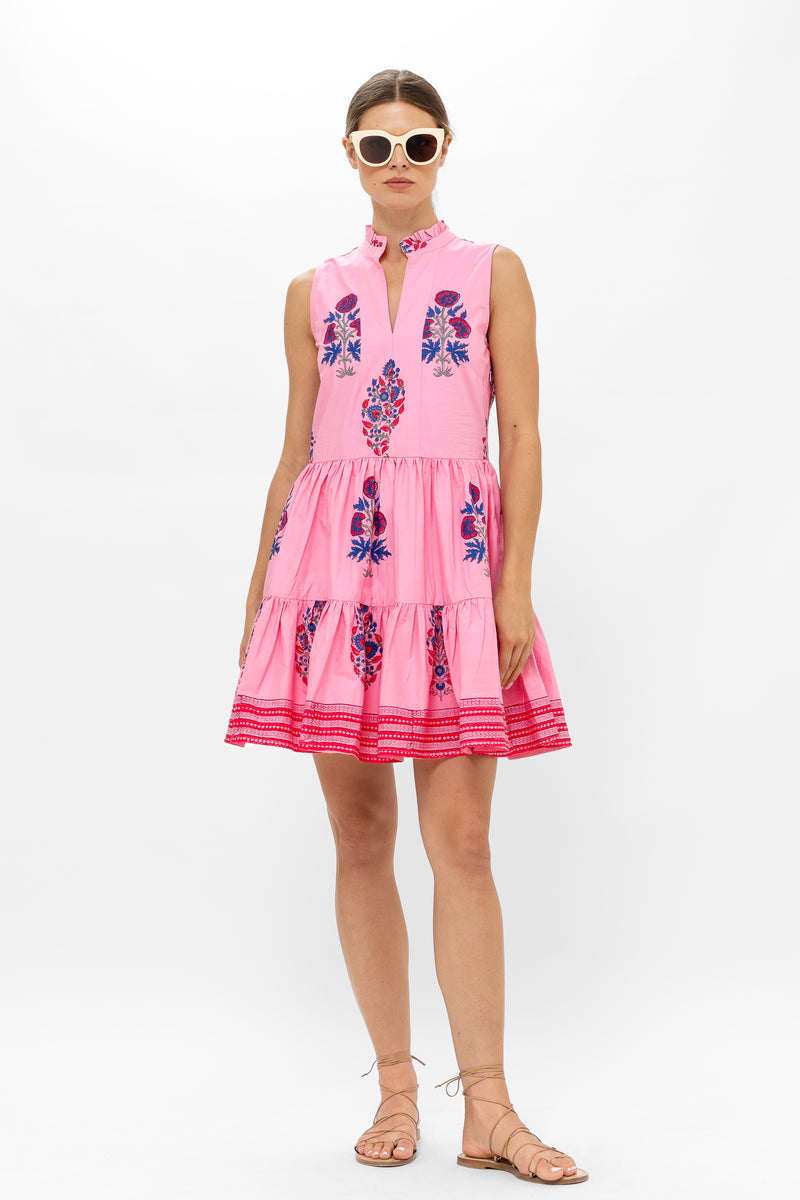 Yoke Dress- Boca Pink