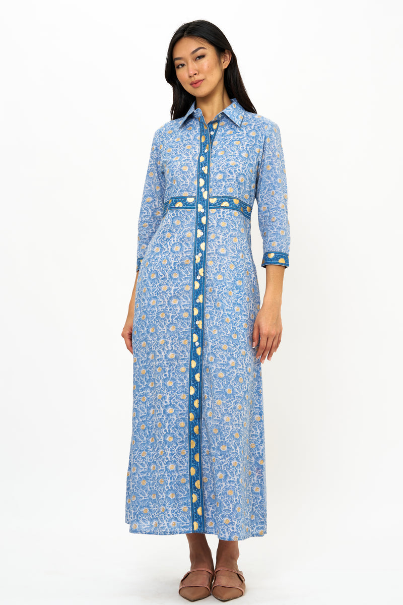 Shirt Dress Maxi- Budapest Blue