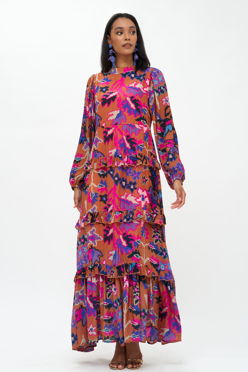 Mock Neck Maxi- Bukhara Toffee