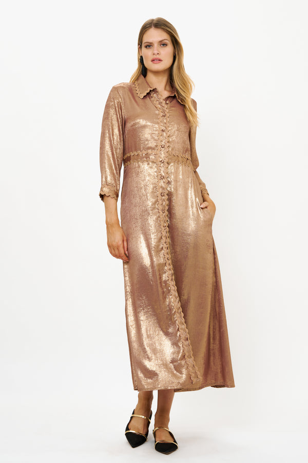 Shirt Dress Maxi- Cairo Gold