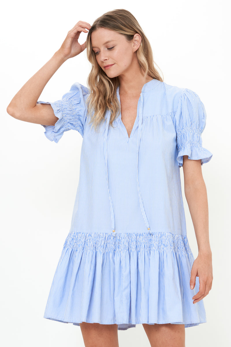 Smocked Drop Mini- Chatham Blue