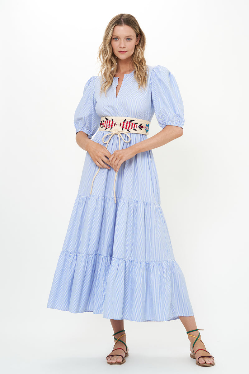 Puff Sleeve Maxi- Chatham Blue