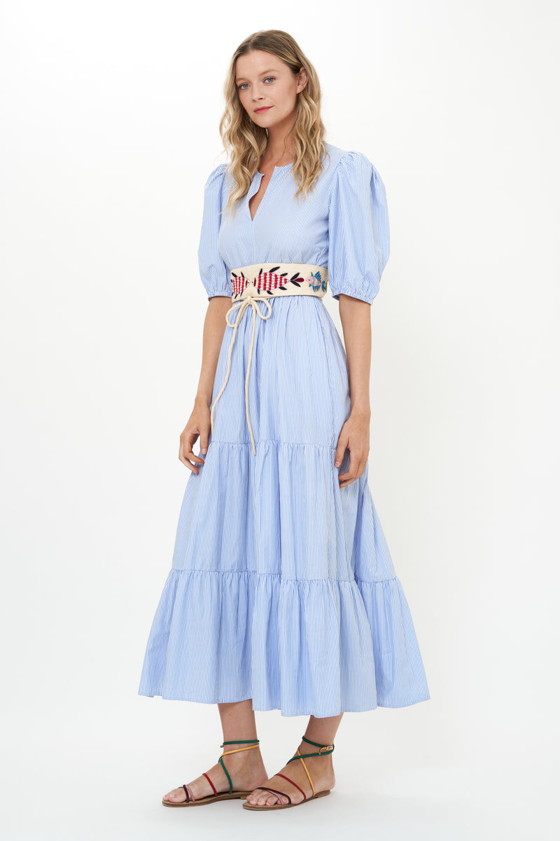 Puff Sleeve Maxi- Chatham Blue