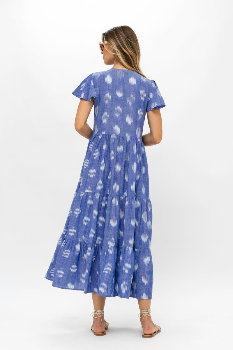 V-Neck Maxi- Chatham Blue