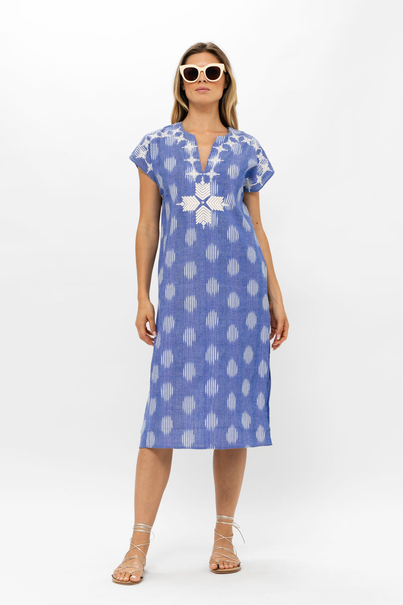 Kaftan Midi- Chatham Blue