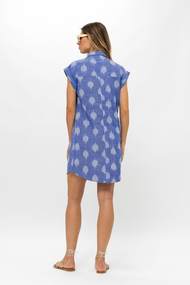 Shirt Dress Mini- Chatham Blue