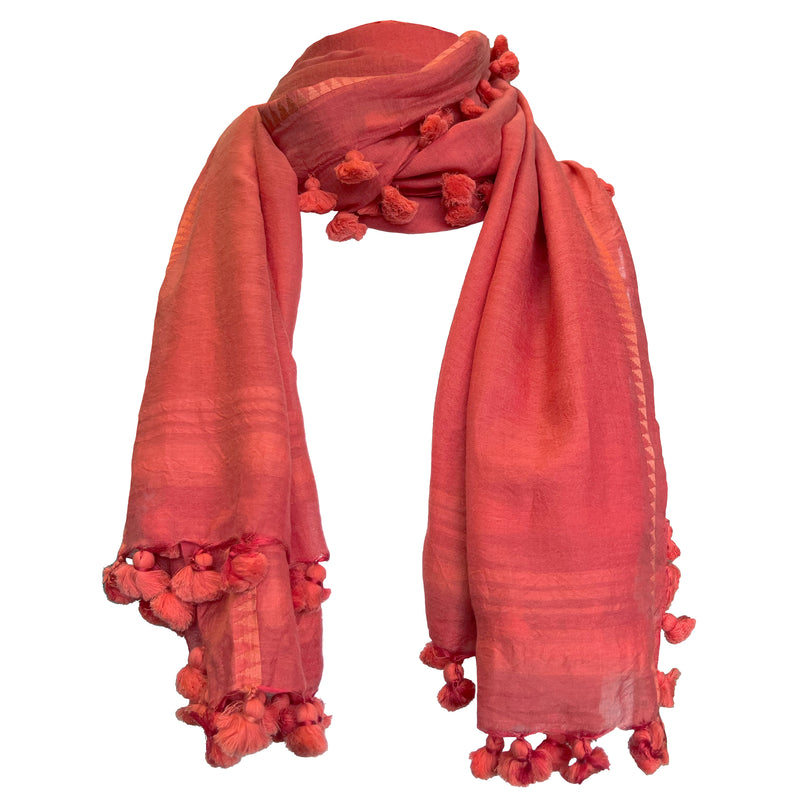 Coral Tassel Scarf