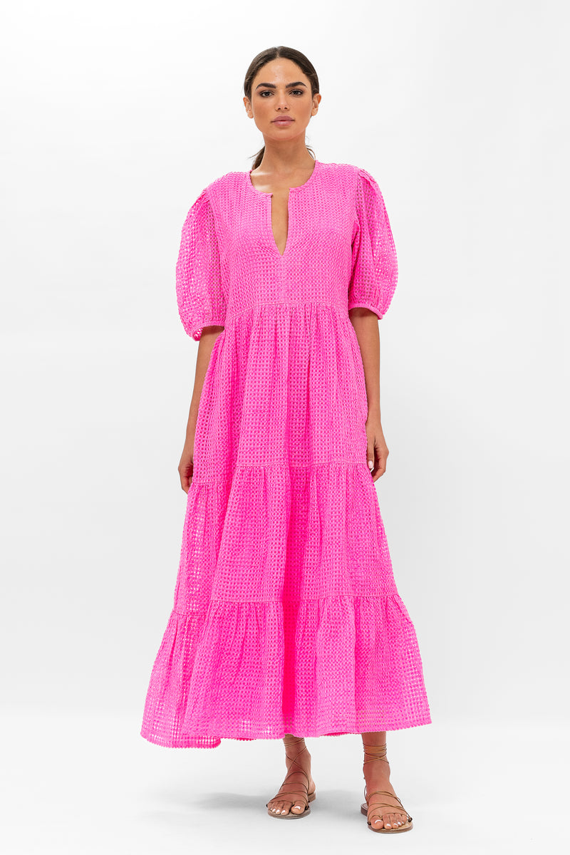 Puff Sleeve Maxi- Delray Pink