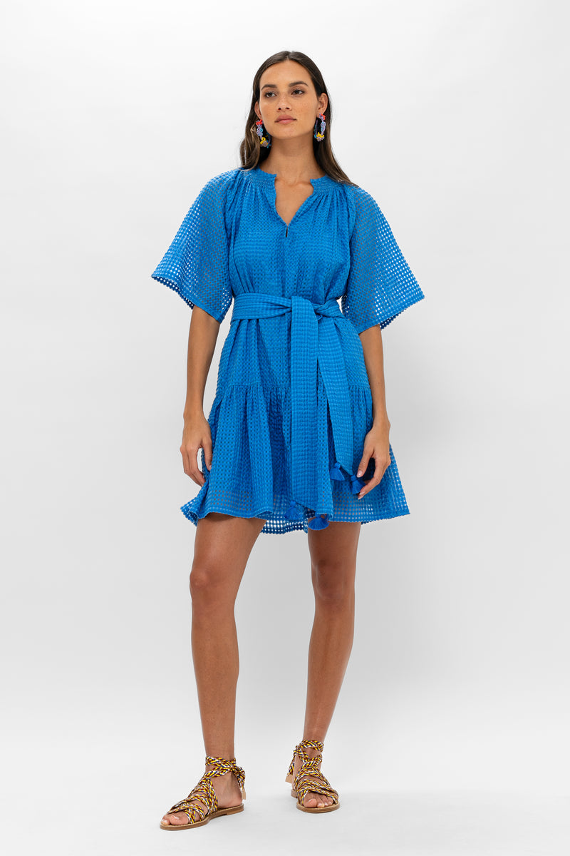 Raglan Belted Mini- Delray Blue