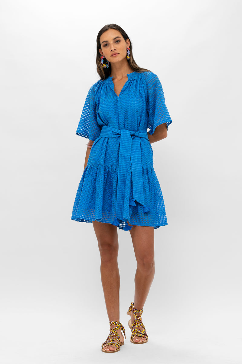 Raglan Belted Mini- Delray Blue