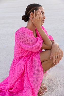 Puff Sleeve Maxi- Delray Pink