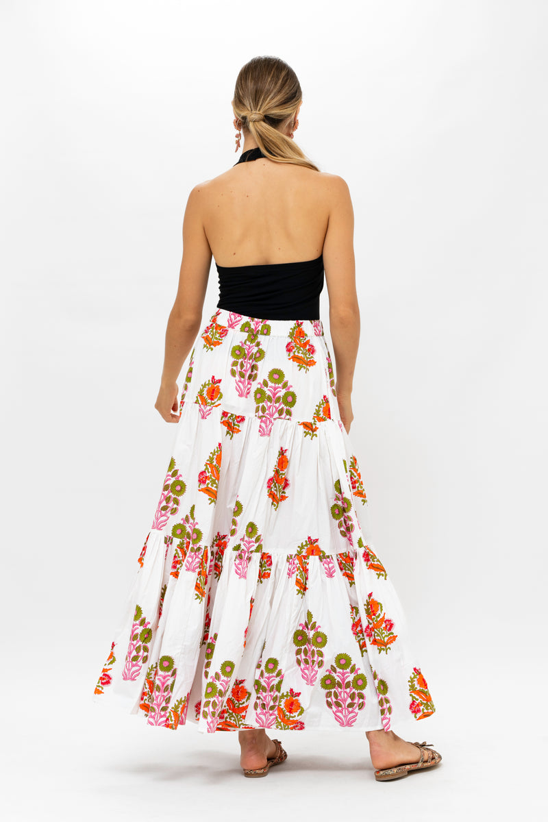 Tiered Maxi Skirt- Dilli Orange