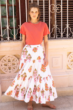 Tiered Maxi Skirt- Dilli Orange