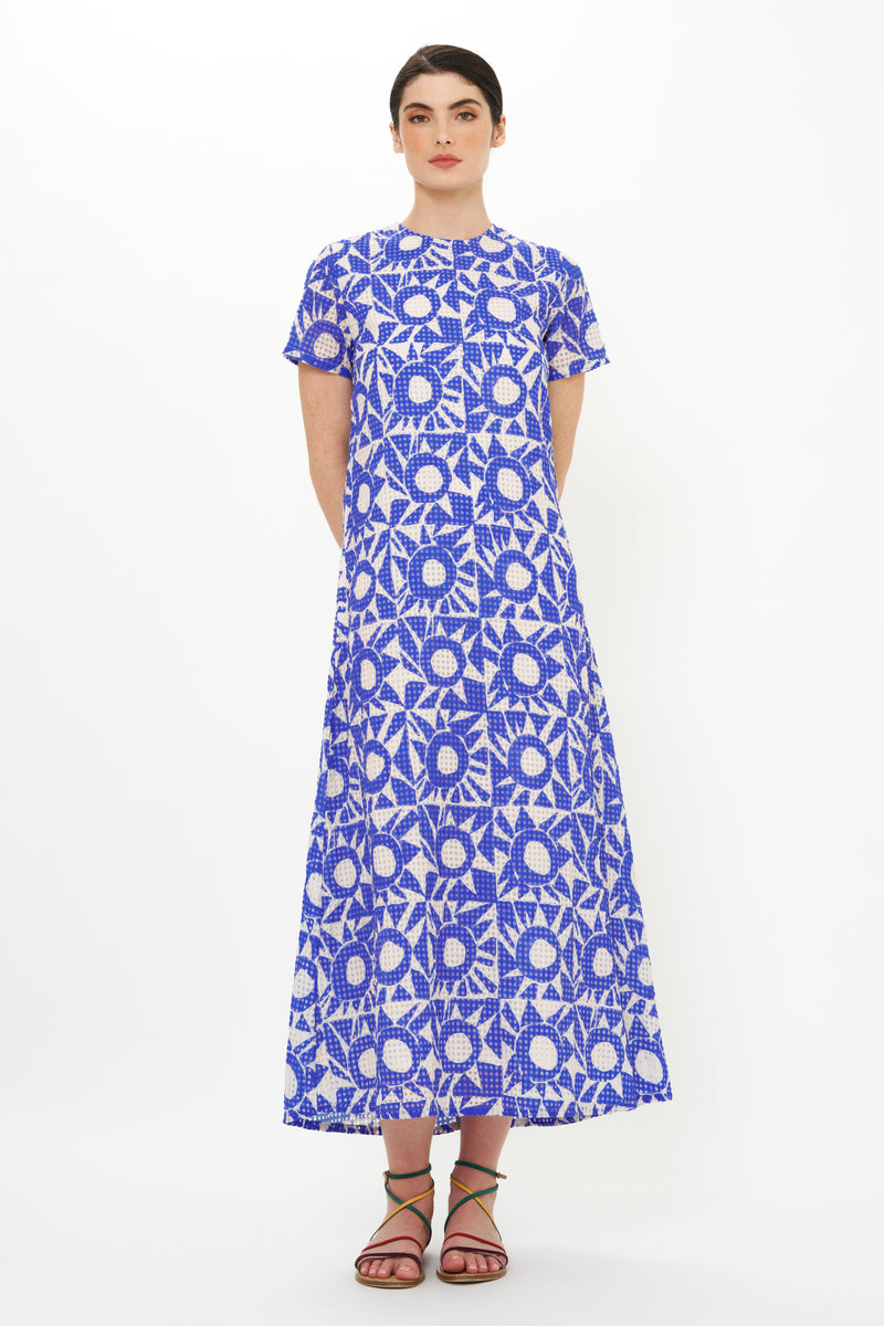 Short Sleeve Shift Maxi- Eclipse Blue