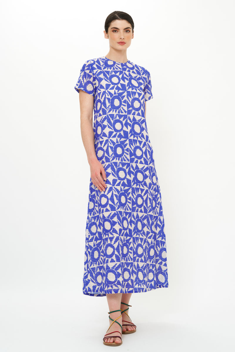 Short Sleeve Shift Maxi- Eclipse Blue