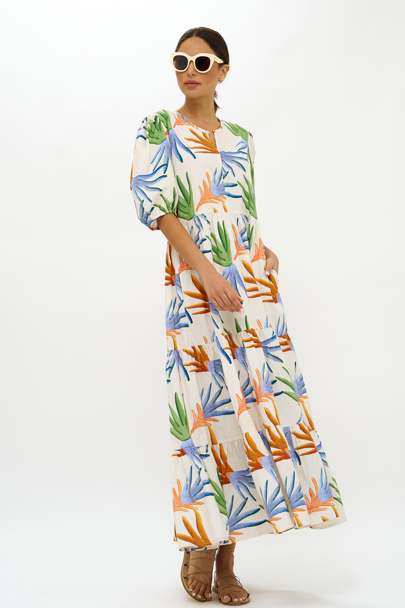 Puff Sleeve Maxi- Fortuna Green