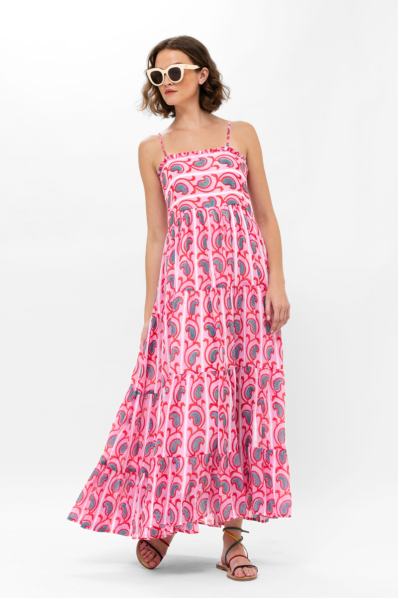 Smocked Back Maxi- Goa Pink