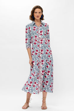 Shirt Dress Maxi- Harlan Red