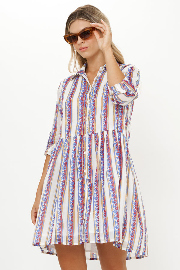 Long Sleeve Shirt Dress Mini- Haveli Peri