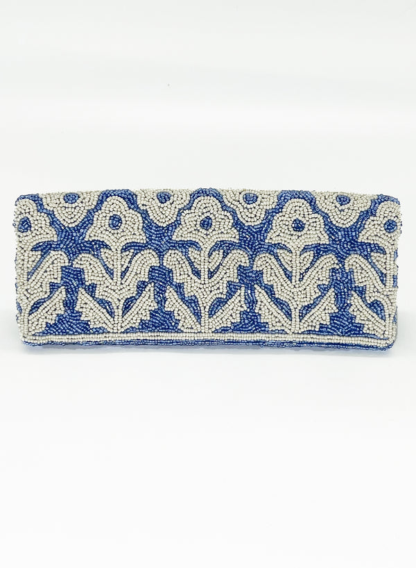 Beaded Clutch- Marigold Periwinkle