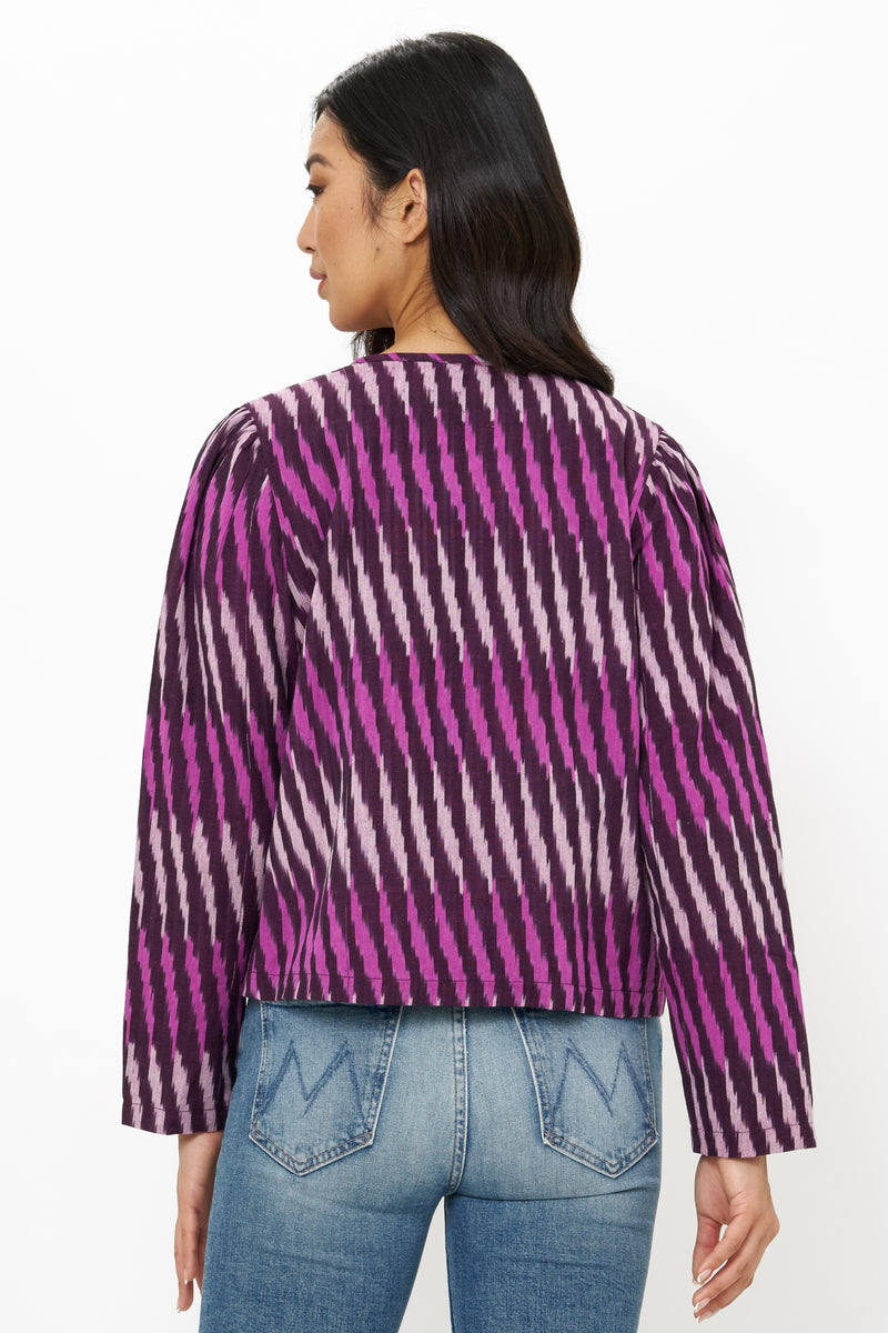 Crew Neck Jacket- Ikat Purple