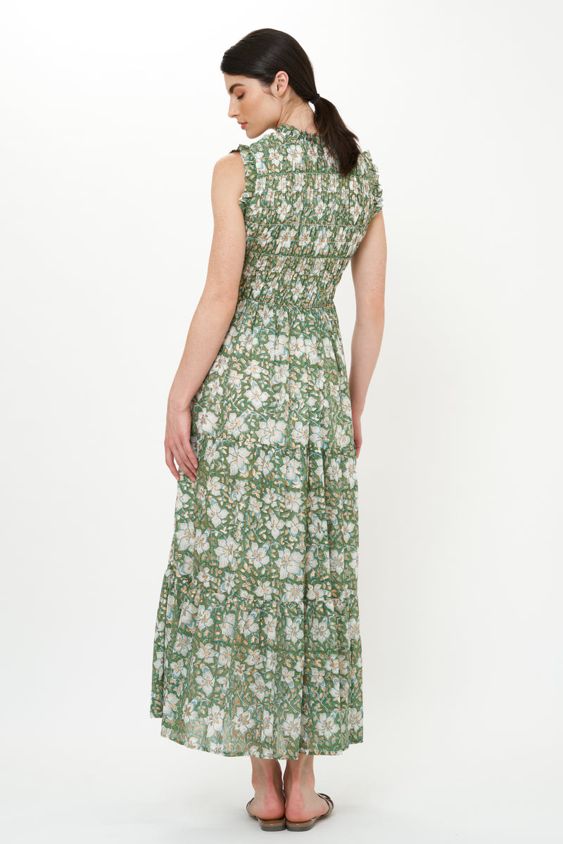 Sleeveless Smocked Maxi- Ivy Olive