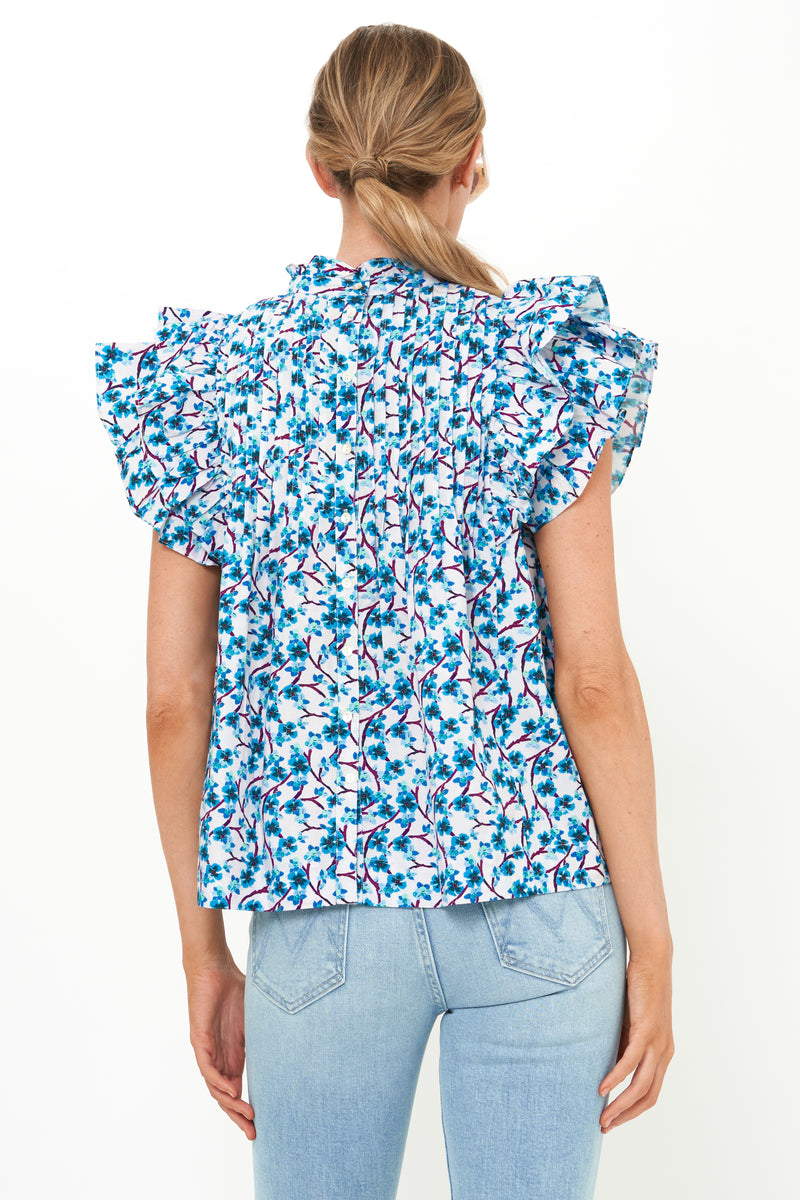 Pintuck Ruffle Top- Lingon Wine