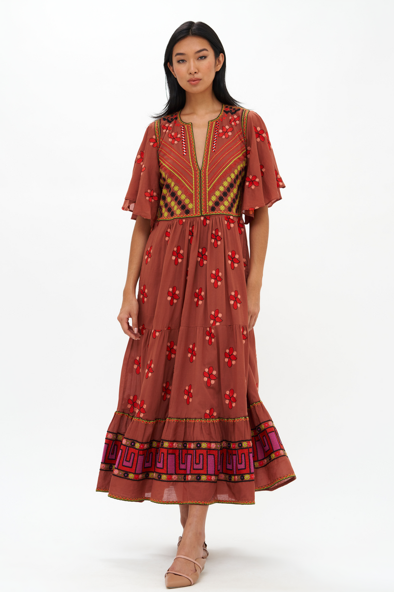 Flirty V-Neck Maxi- Lucknow Mocha