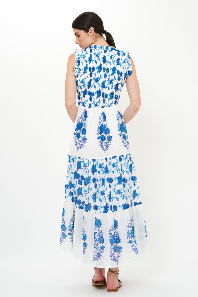 Sleeveless Smocked Maxi- Marion Blue