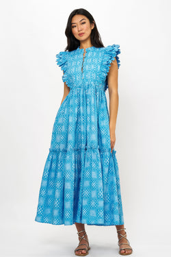 Scallop Pintuck Maxi- Matrix Blue