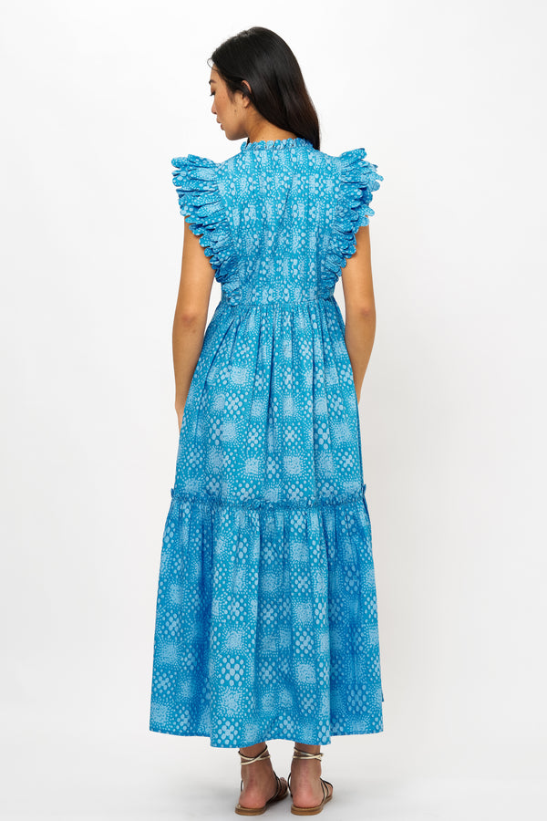 Scallop Pintuck Maxi- Matrix Blue