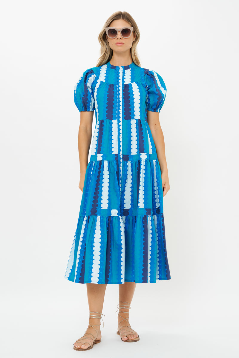 Scoop Tiered Midi- Meko Blue