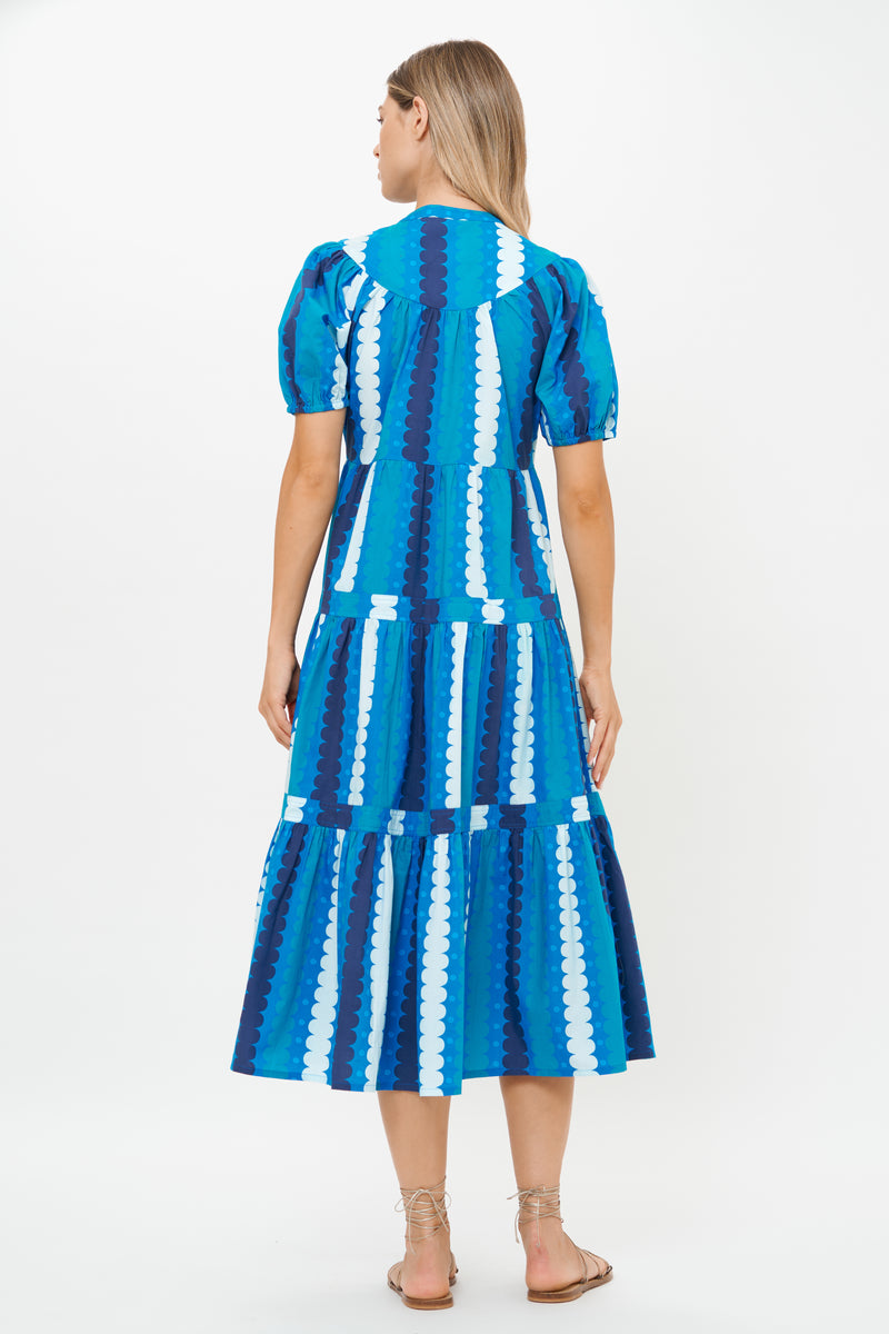 Scoop Tiered Midi- Meko Blue